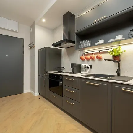 Apartment Black And Beige With Balcony And Parking In By Renters Wroclaw