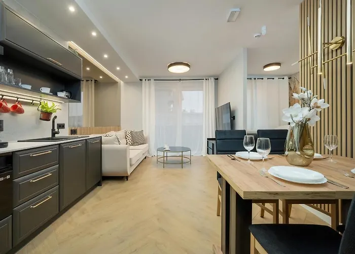 Black And Beige With Balcony And Parking In By Renters 브로츠와프